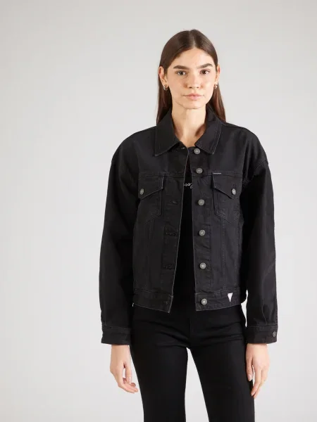 GUESS JEANS Prijelazna jakna traper crni
