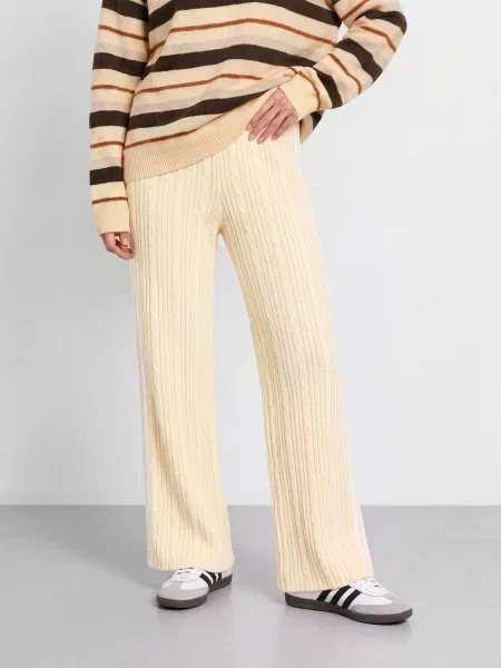 Adidas Originals Pletené Kalhoty Knitted tmavě / krémová žlutá