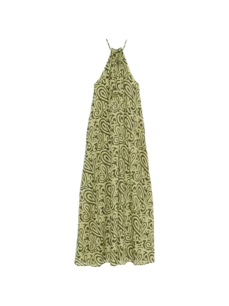 Rochie maxi Niu' cu imagine cu model paisley cu gât halter verde