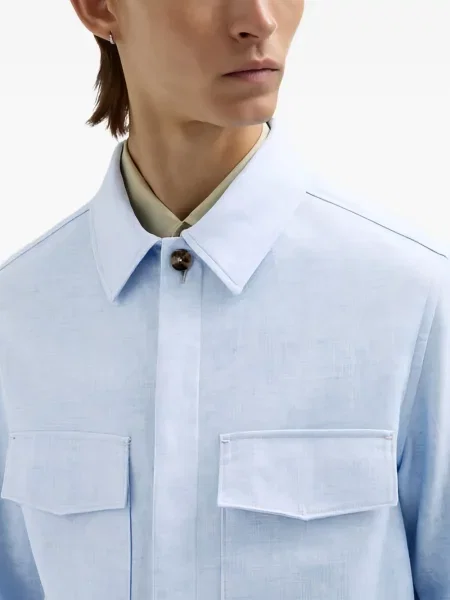 Ленен ленена риза Agnona синьо