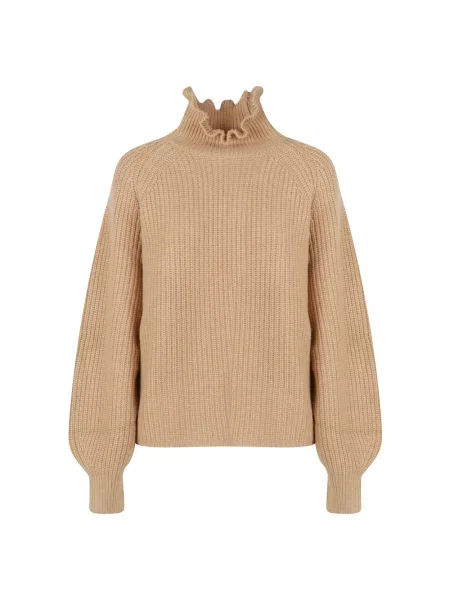 Sweter z golfem Max Mara wełniany beżowy