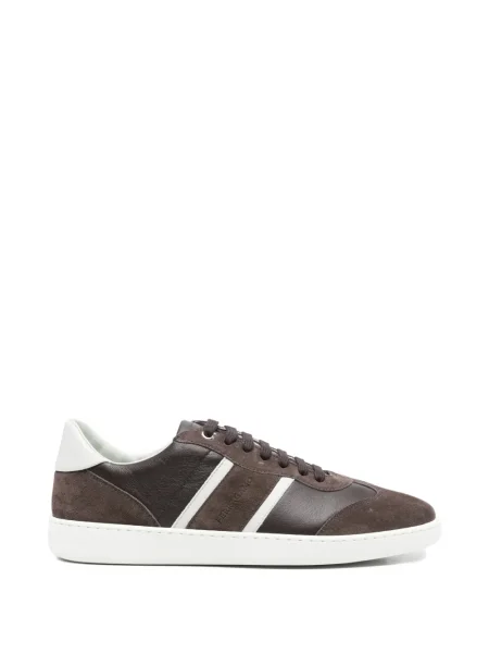 Sneakerși Ferragamo din piele cu dungi maro