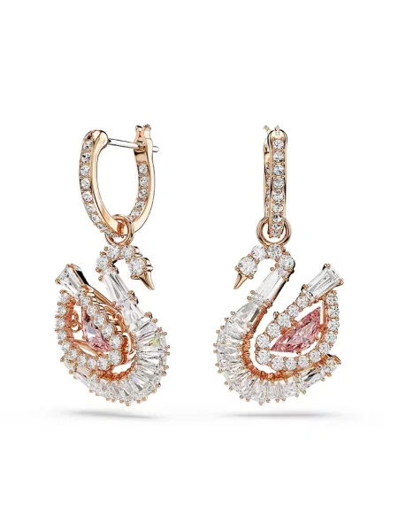 Swarovski Cercei auriu argintiu / transparent roz