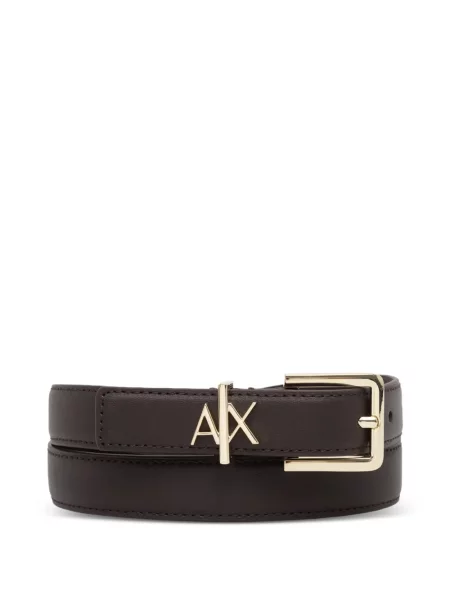 Curea Armani Exchange cu cataramă cu autograf maro