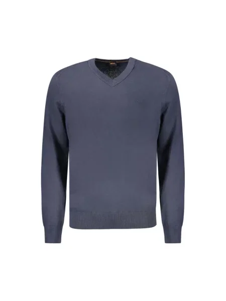 Dzianinowy sweter Hugo Boss niebieski