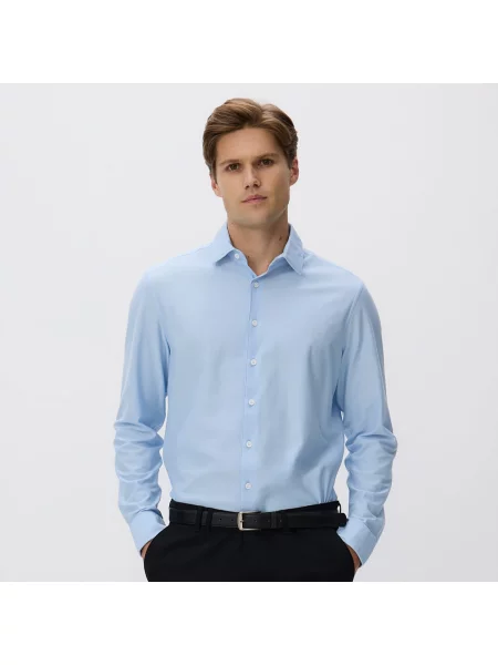 Reserved Košile slim fit s vysokým podílem bavlny bleděmodrá