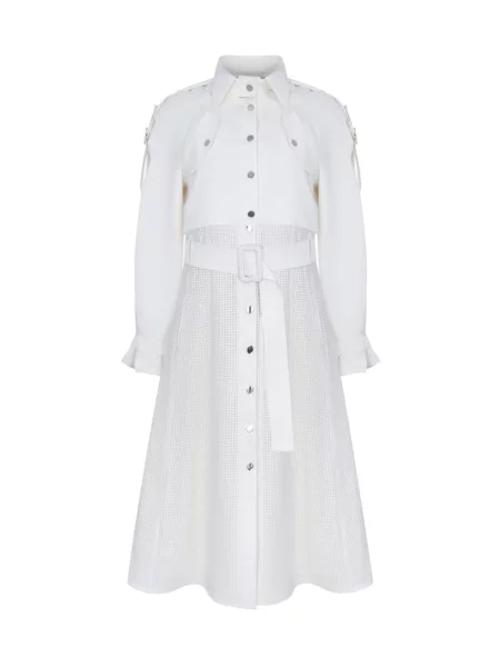 Тренч Femif штучна шкіра/текстиль білий