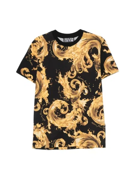 Wielobarwność koszulka Versace Jeans Couture z nadrukiem czarna