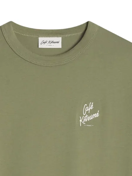 Tricou Café Kitsuné cu broderie verde