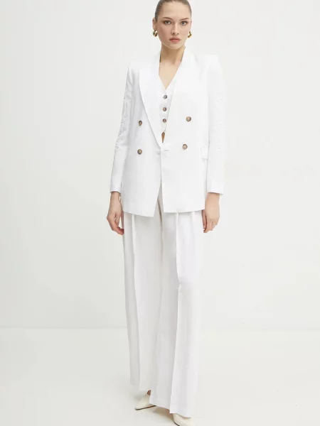 Ermanno Scervino kamizelka z domieszką lnu jednorzędowa biały