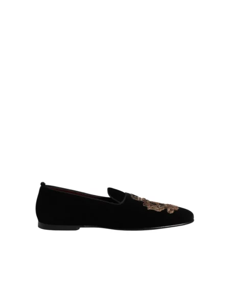 Aksamitne półbuty Dolce And Gabbana niebieskie