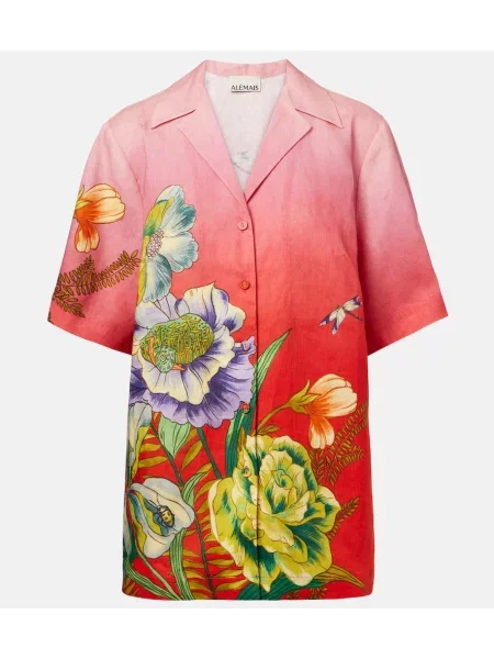 Cămașă Alemais de in cu model floral