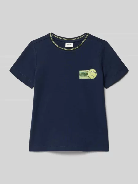 Męski t-shirt o kroju regular fit z czystej bawełny S.oliver Red Label granatowa