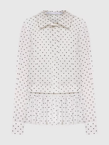 Сорочка в горох із знімною баскою Rokh біла