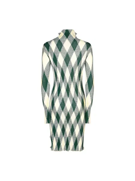 Sukienka Burberry z wzorem argyle zielona