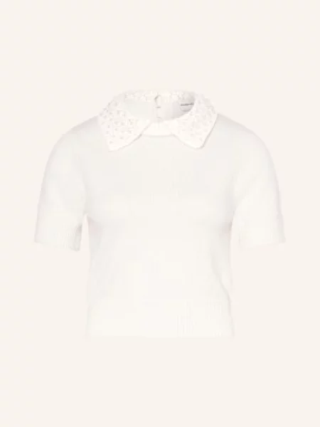 Claudie Pierlot Dzianinowa Koszulka Z Ozdobnymi Perełkami weiss