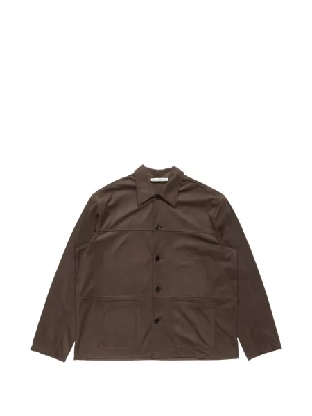 Cămașă Acne Studios din piele de căprioară maro