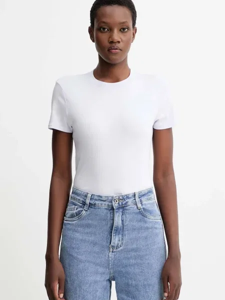 Тениска Calvin Klein дамска лилаво бяло