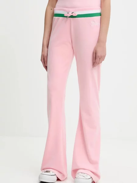 Velur spodnji del trenirke Juicy Couture CHRISTINE STRIPE LOW RISE roza