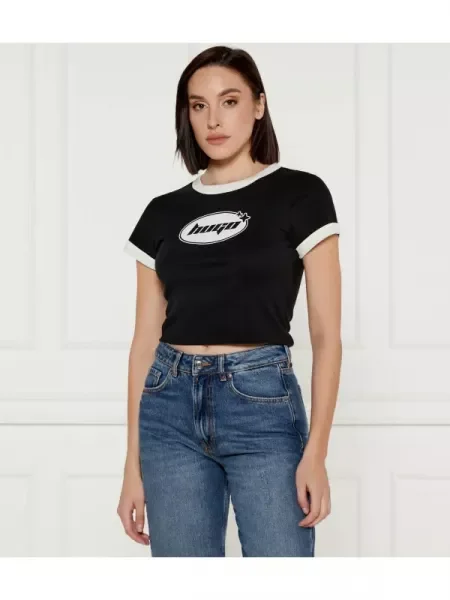 Hugo Blue Tricou Dalia_B | Cropped Fit negru