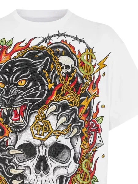 Tricou Philipp Plein cu imagine alb