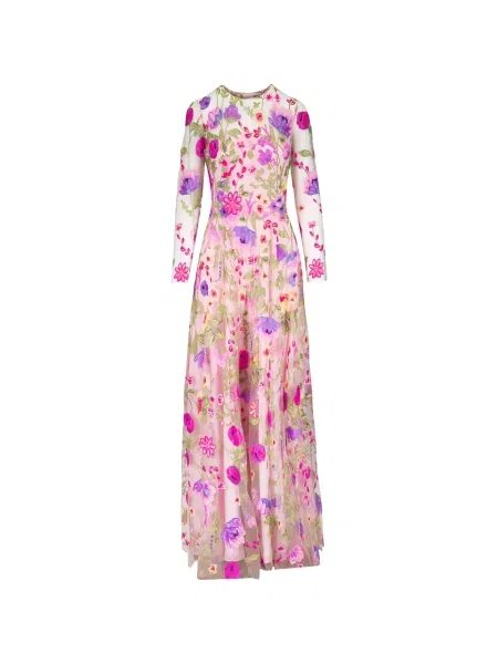 Lung rochie maxi Naeem Khan cu model floral roz