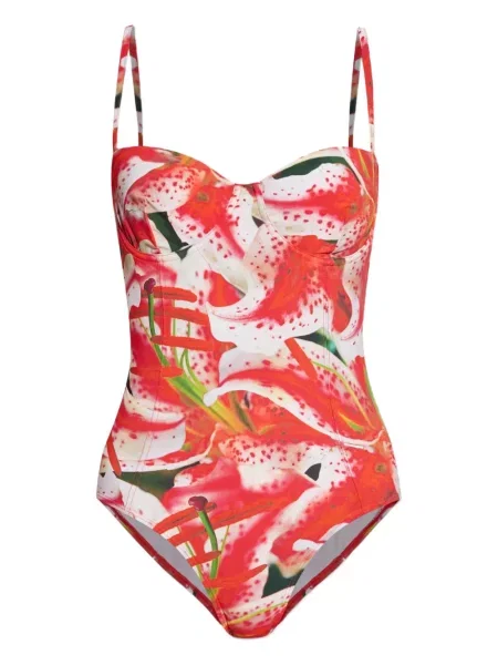 Costum de baie Tory Burch cu model floral cu imagine roz