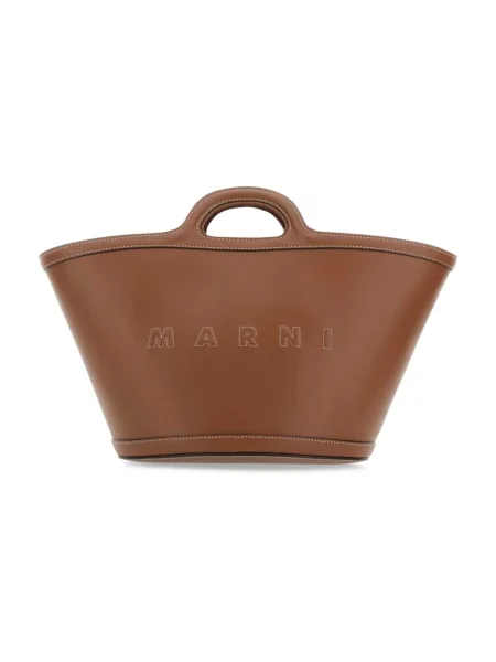 Shopperka Marni skórzana brązowa