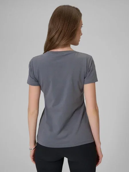 T-shirt slim gładki 4F szara