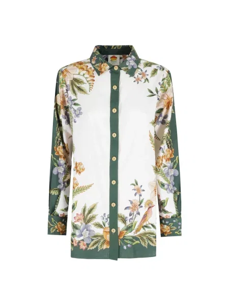 Lniana kołnierzykowy wielobarwność koszula Farm Rio