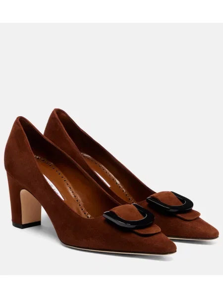 Pantofi cu toc Manolo Blahnik din piele de căprioară maro