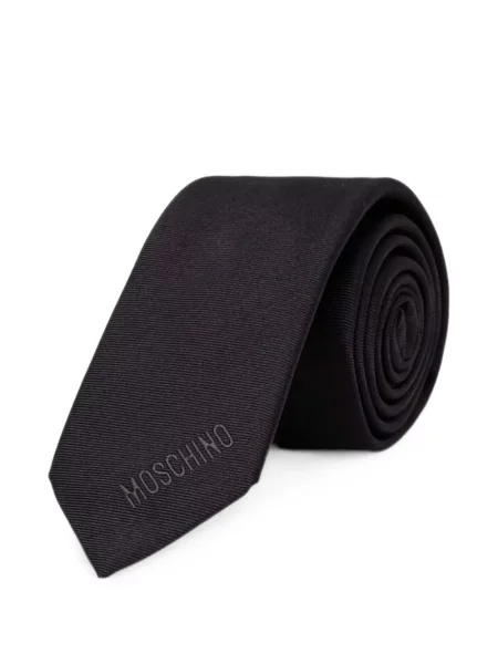 Cravată Moschino cu broderie cu motiv cu inimi negru
