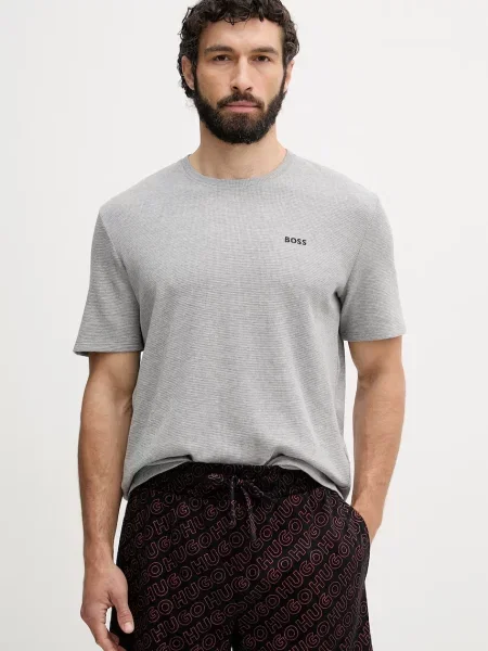 BOSS homewear majica kratkih rukava za muškarce Waffle T-Shirt siva