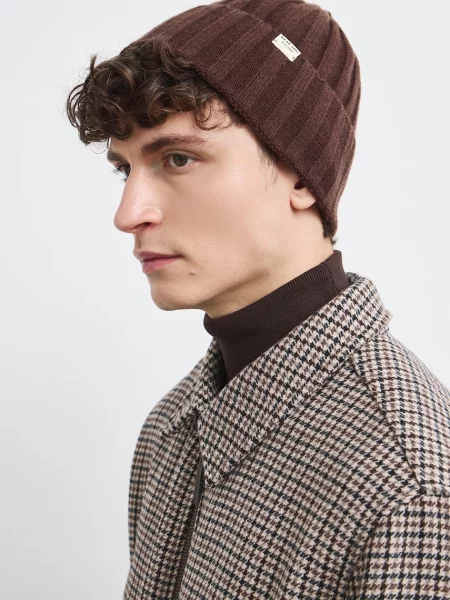 Medicine čiapka beanie pánska s prímesou vlny hnedá