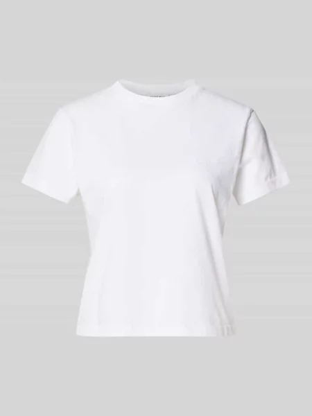T-shirt w kroju regular fit z haftowanym logo Anine Bing biała