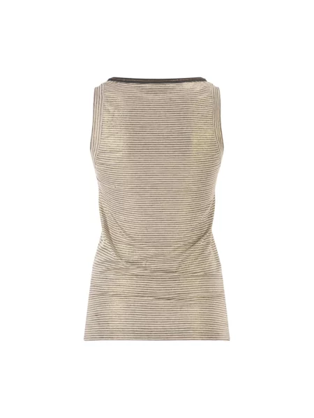 Lniany top Brunello Cucinelli beżowy