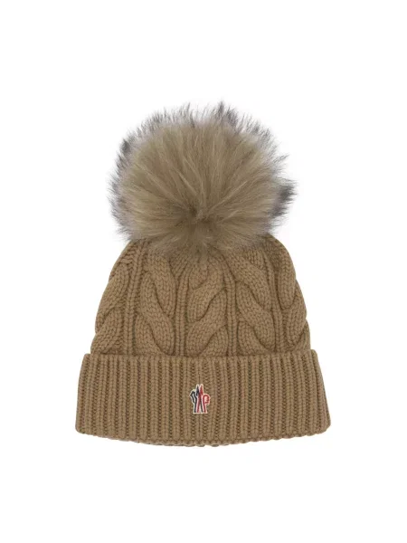 Czapka Moncler wełniana brązowa