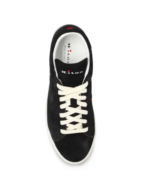 Sneakerși Kiton din piele de căprioară negru