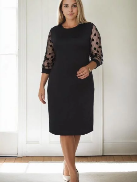 Rochie Dewberry cu buline de costum negru