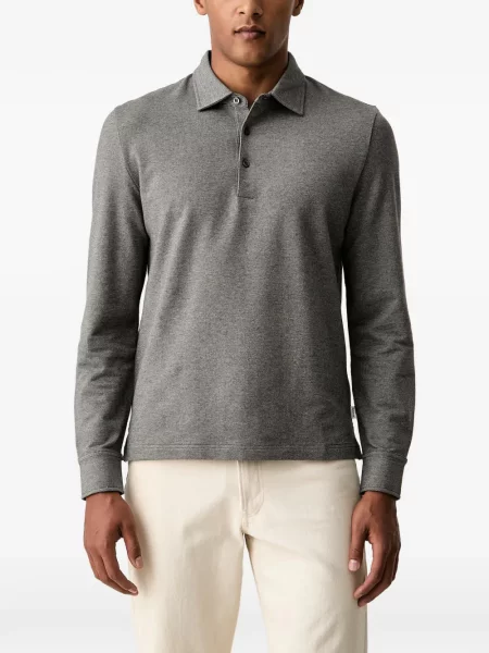 Lung tricou polo Gant gri