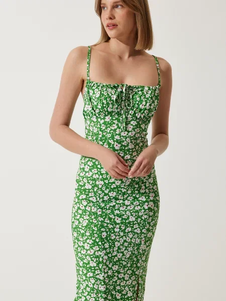 Happiness İstanbul Rochie de vară verde / roșu / alb gri