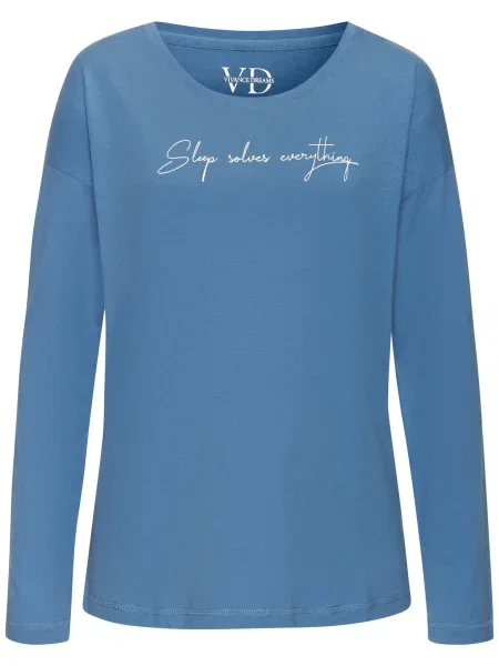 VIVANCE Tričko na spaní světlemodrá bílá