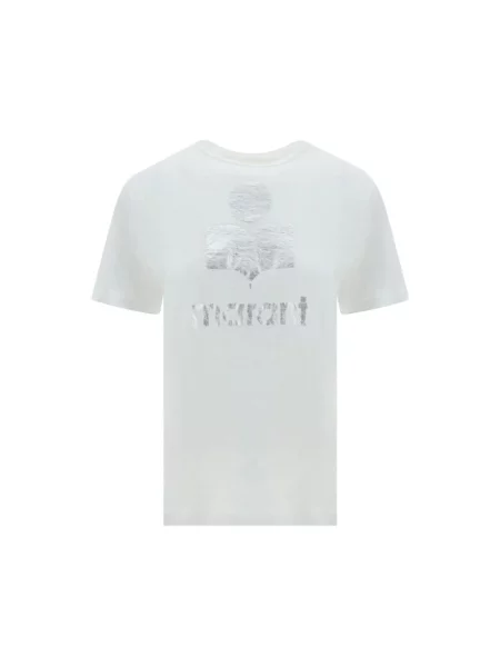 Koszulka Isabel Marant Etoile w jednolitym kolorze z krótkim rękawem casual biała