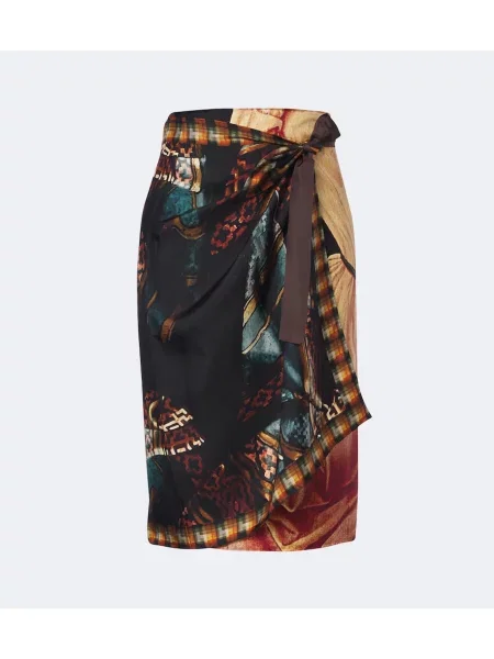 Fustă Dries Van Noten de mătase cu imagine plic