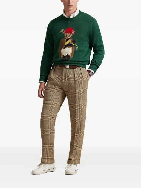 Șapcă Polo Ralph Lauren cu decolteu în V cu autograf în carouri albastru