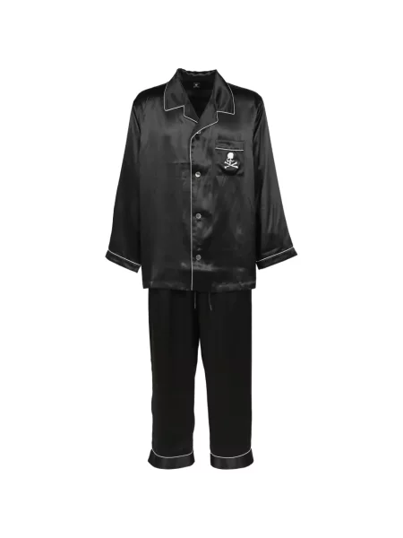 Pijamale Mastermind World cu broderie de mătase negru