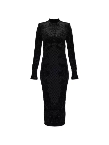 Rochie midi Balmain de catifea negru