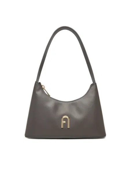 Кожена чанта Furla кафяво сиво