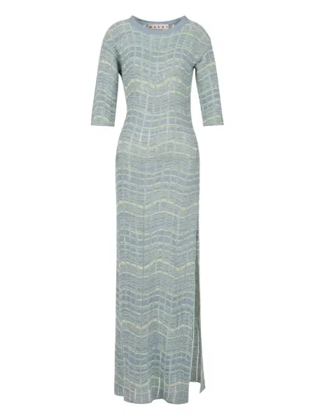 Rochie maxi Marni cu crăpătură de costum albastru