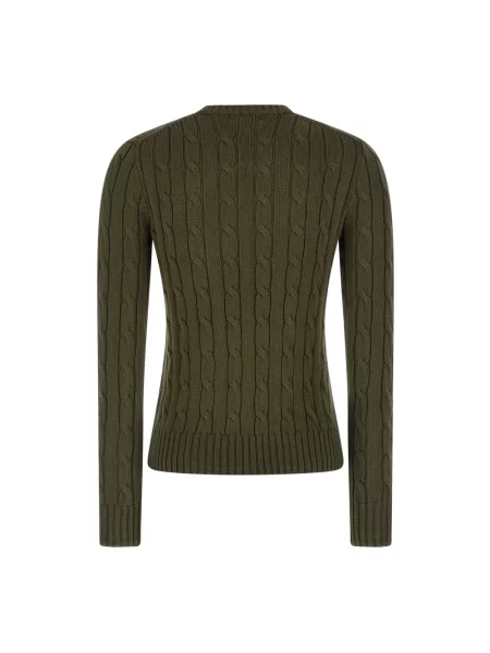 Sweter z dzianiny ze ściegiem warkoczowym model ‘JULIANNA’ Polo Ralph Lauren zielony